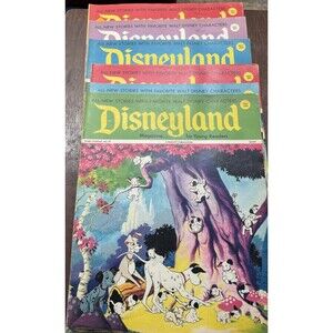 Lot of 6 Vintage Disneyland Magazines 1971-1972 Fawcett Disney Pinocchio Bambi